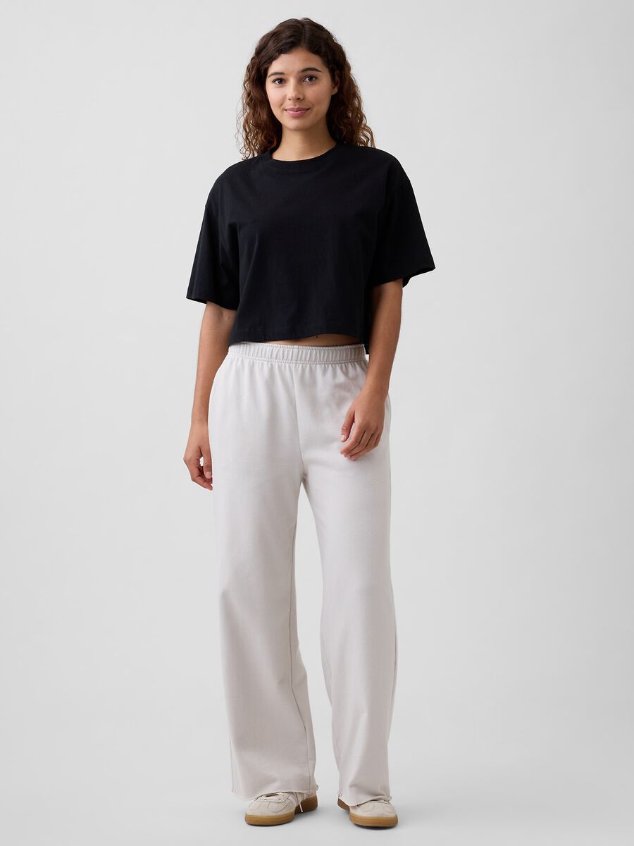 Wide-leg cotton-blend trousers_0