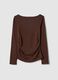 Brown long sleeve pure cotton regular fit T-shirt_4