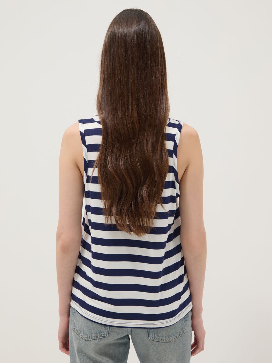 Multicolour striped regular-fit stretch viscose tank top_3