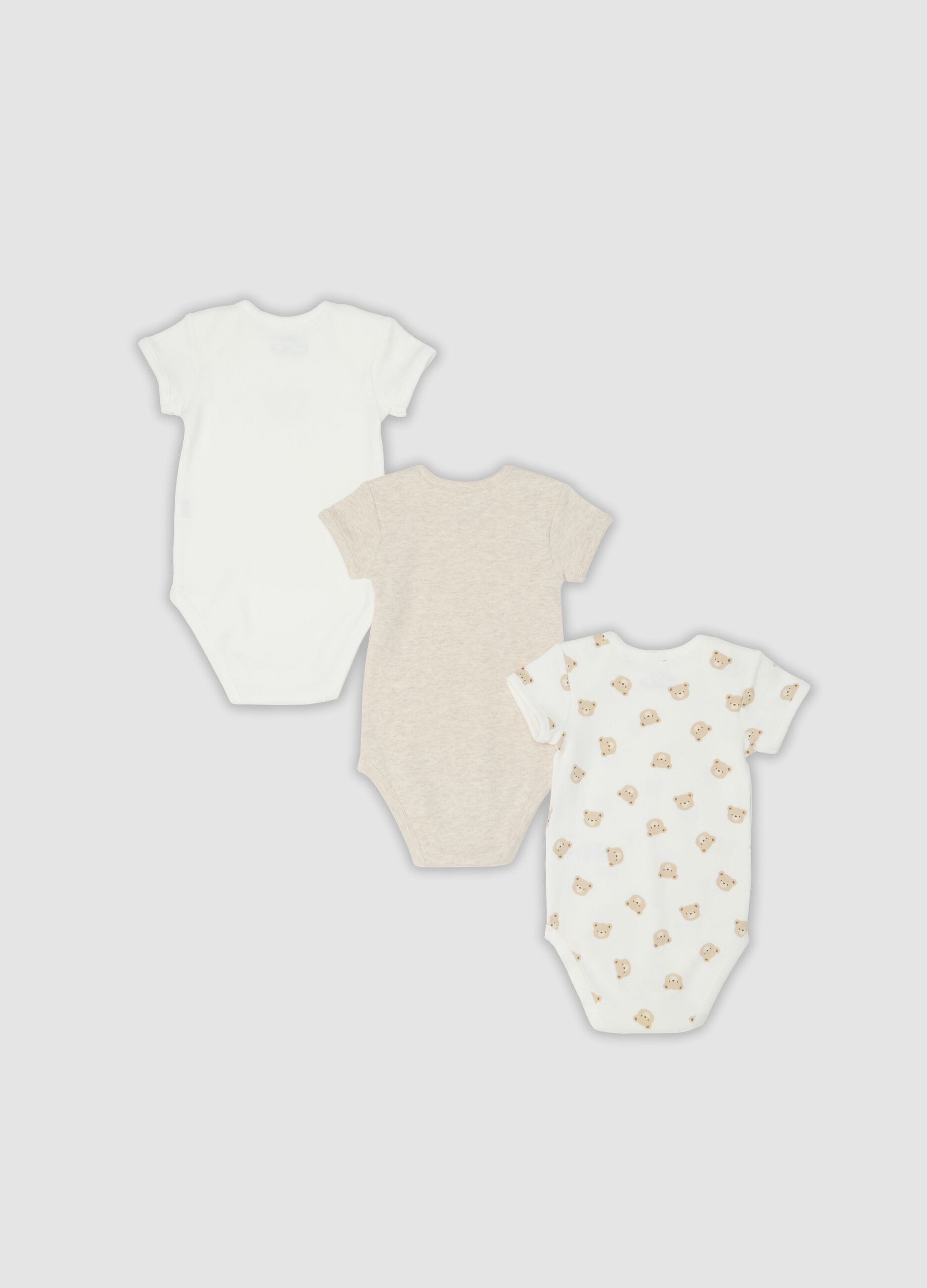 Multicolour 3-pack organic cotton short-sleeve bodysuits