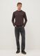 Regular fit stretchy cotton long sleeve brown t-shirt_1