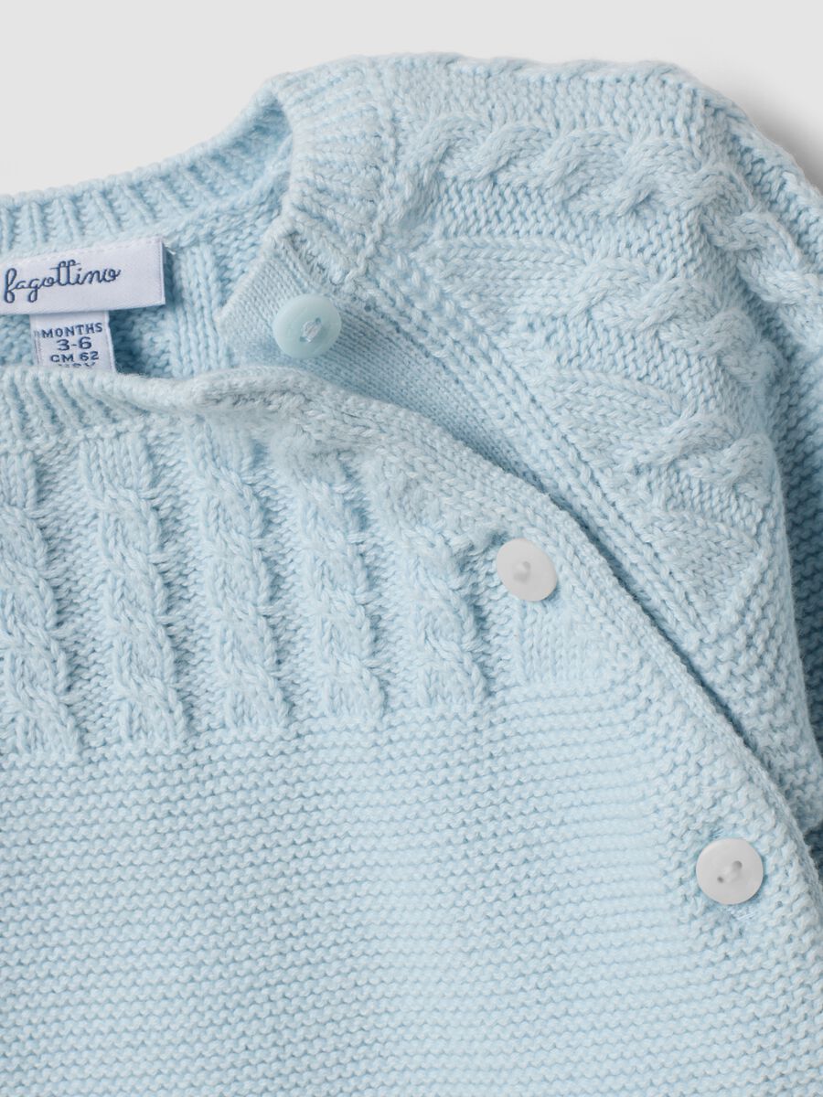 Sky blue pure organic cotton knitted baby cardigan_2