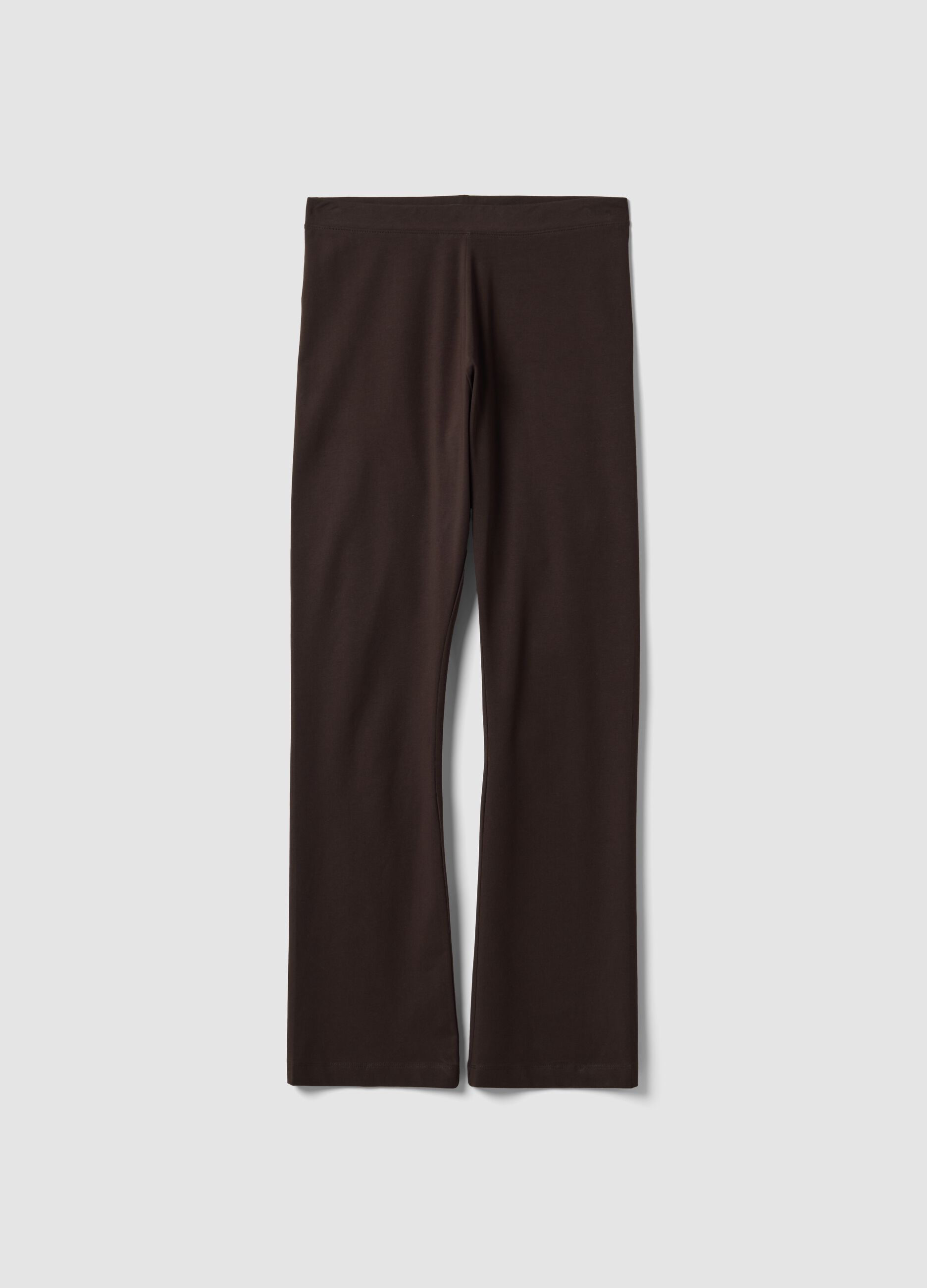 Brown flared leggings in stretch cotton