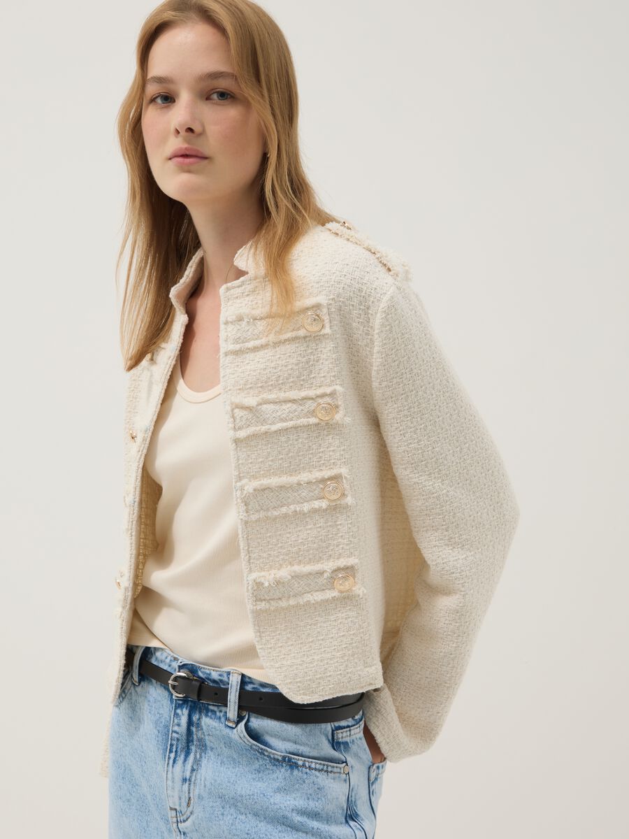 Beige cotton and viscose blend jacket_1