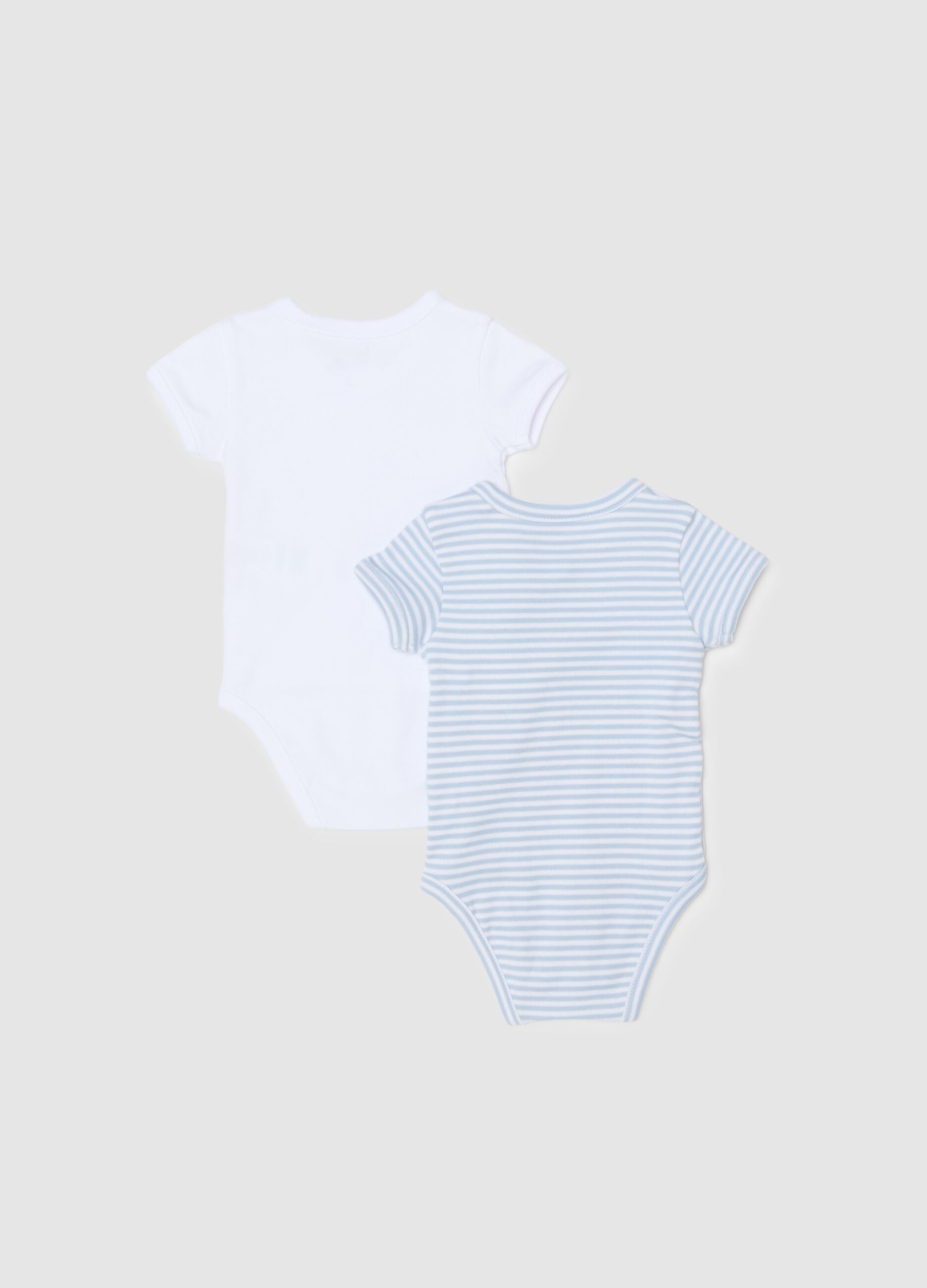 Multi-coloured short sleeve baby body twin pack in pure cotton