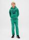 Green cotton blend trousers_0