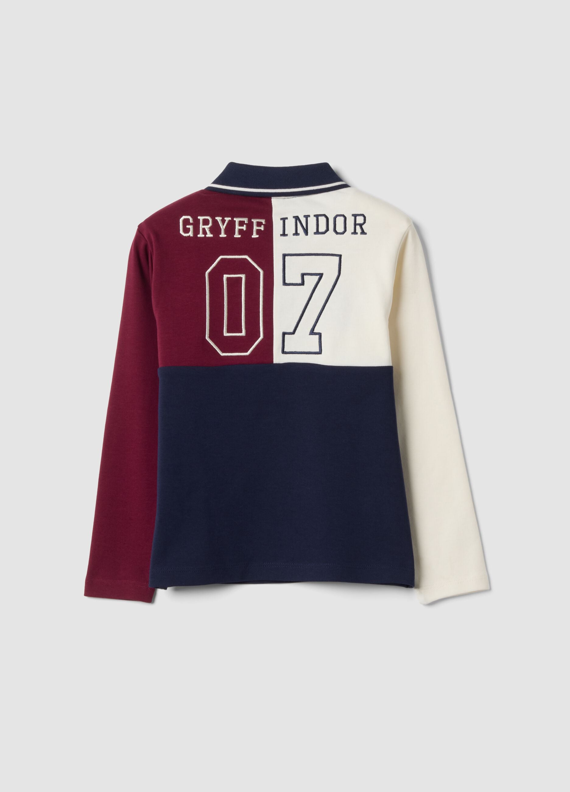 Multicolour pure cotton long-sleeve polo shirt with Harry Potter print