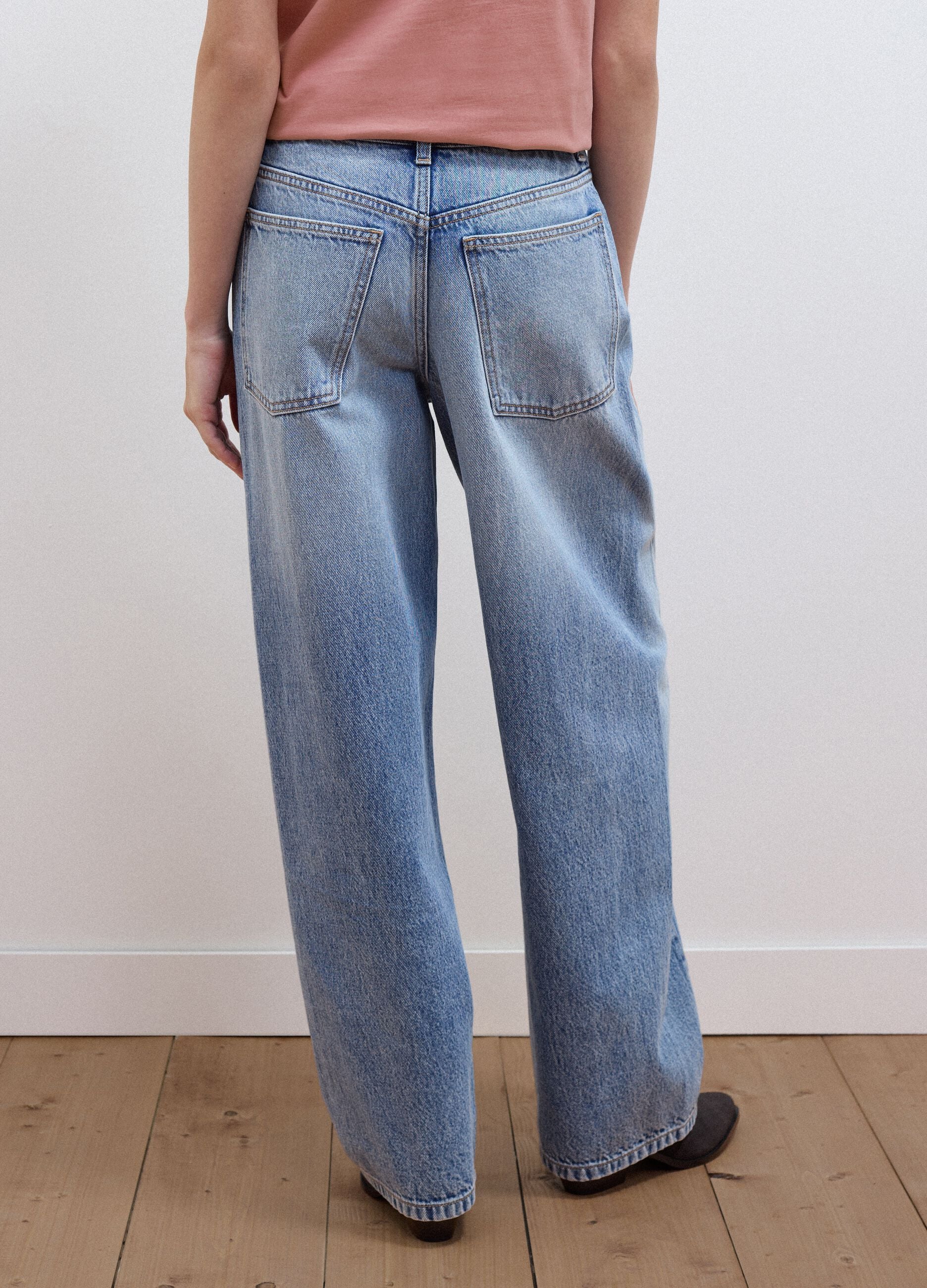 Light Blue Balloon-Fit Jeans in Pure Cotton