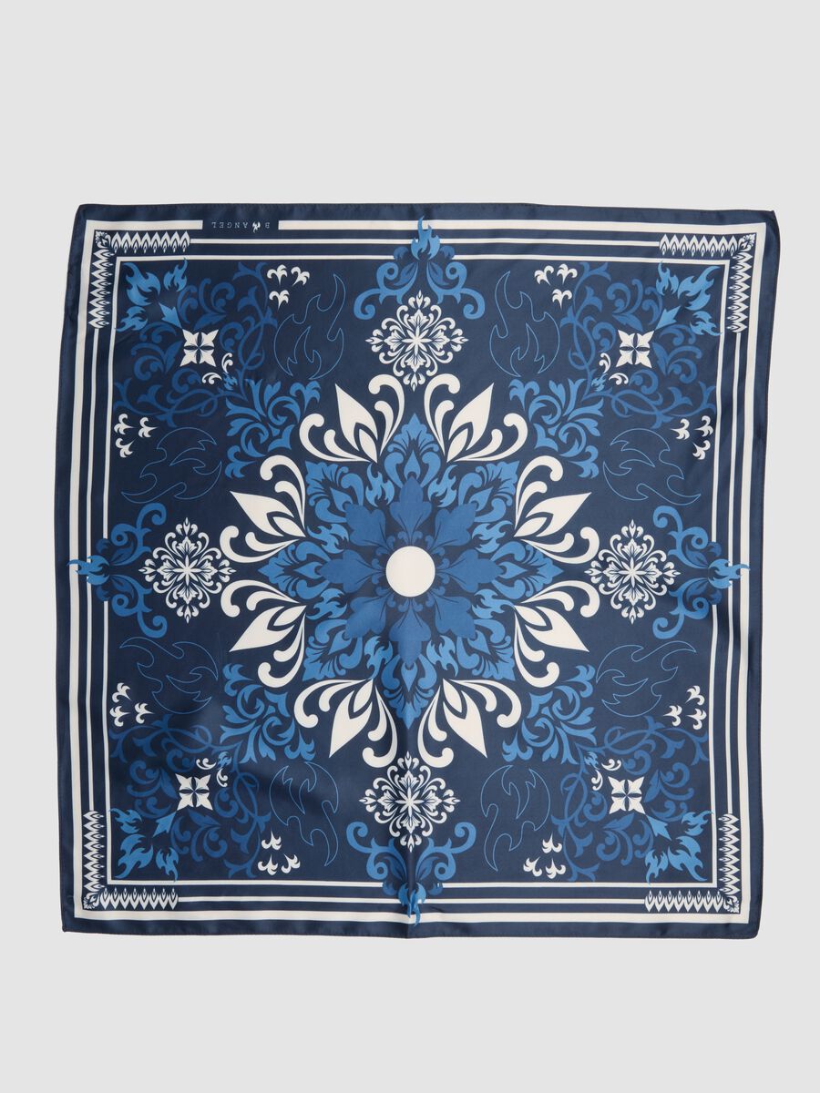 Blue scarf with ornamental print_1