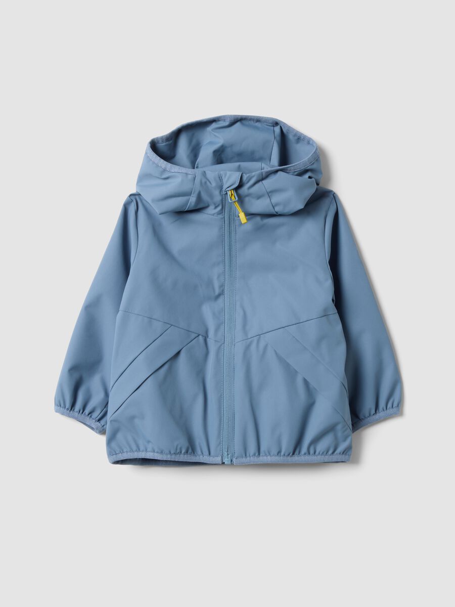 Giacca azzurra con cappuccio e zip regular fit per bimbo_0