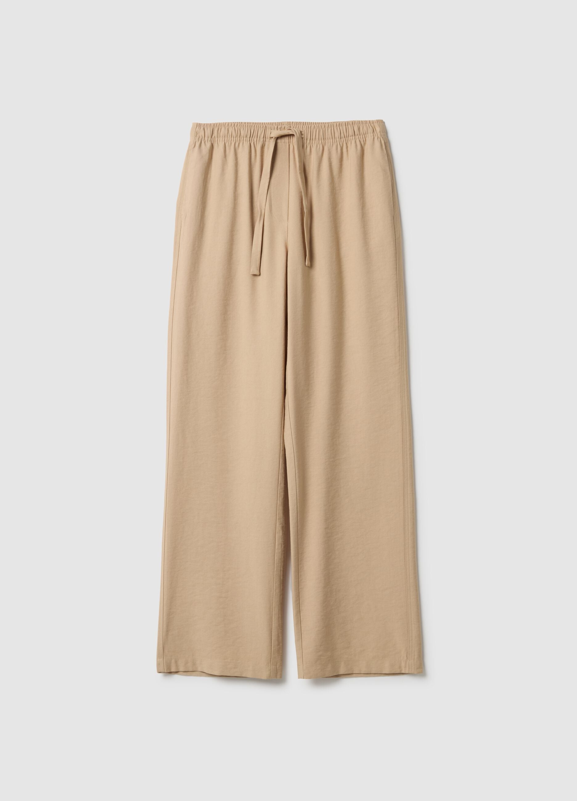 Beige viscose blend trousers with regular fit