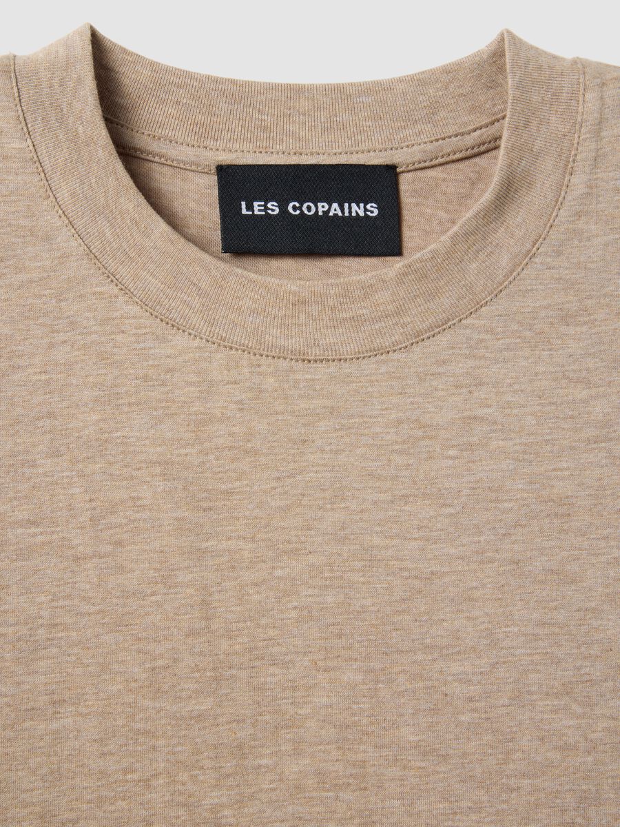 Beige regular-fit lyocell and cotton blend T-shirt with wide sleeves_5