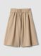 Beige wide-leg stretch viscose trousers with bow for baby girl_1