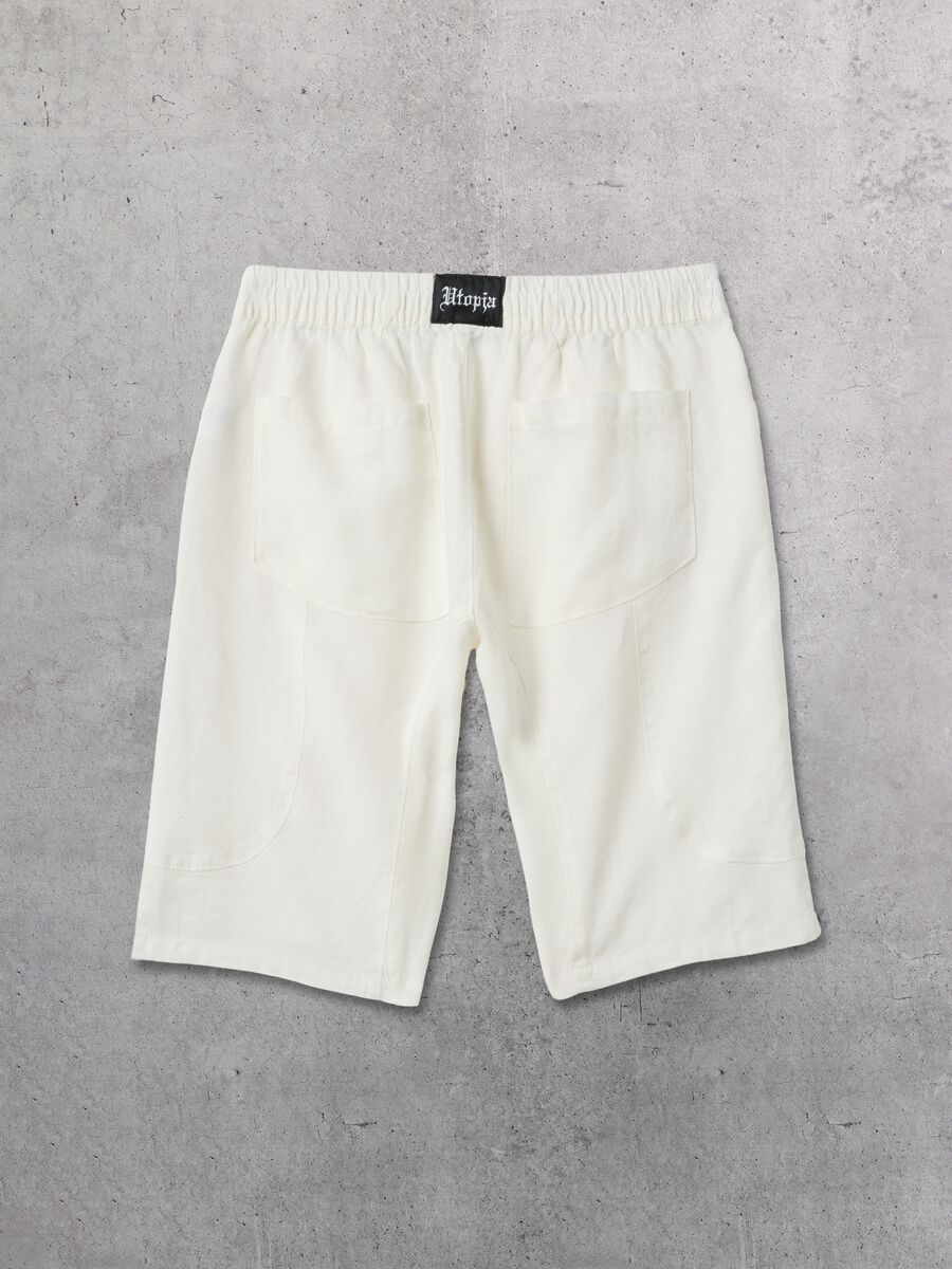 100% Linen Shorts White_5