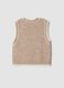 Beige stretch wool crew-neck gilet with oversized fit_6