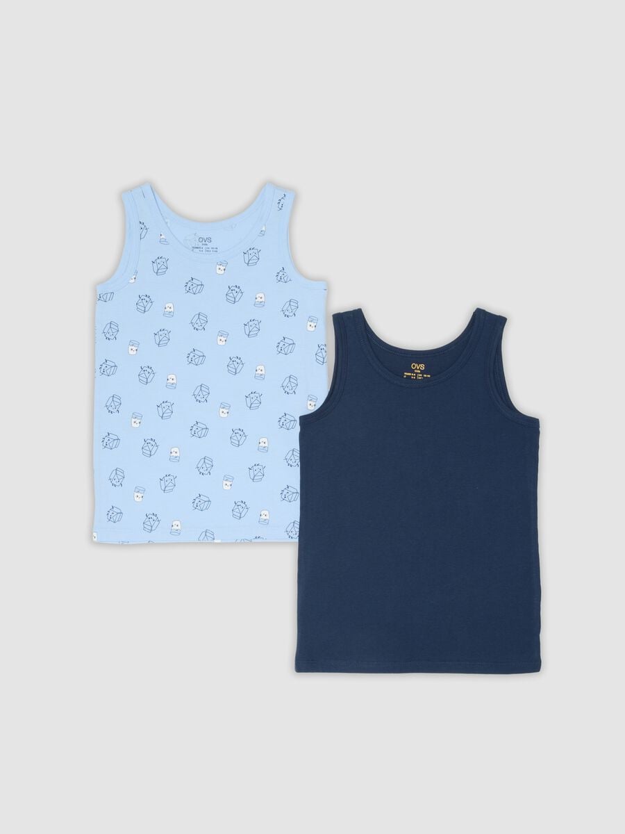 2-pack of blue and light blue organic cotton regular-fit vests for boys_0