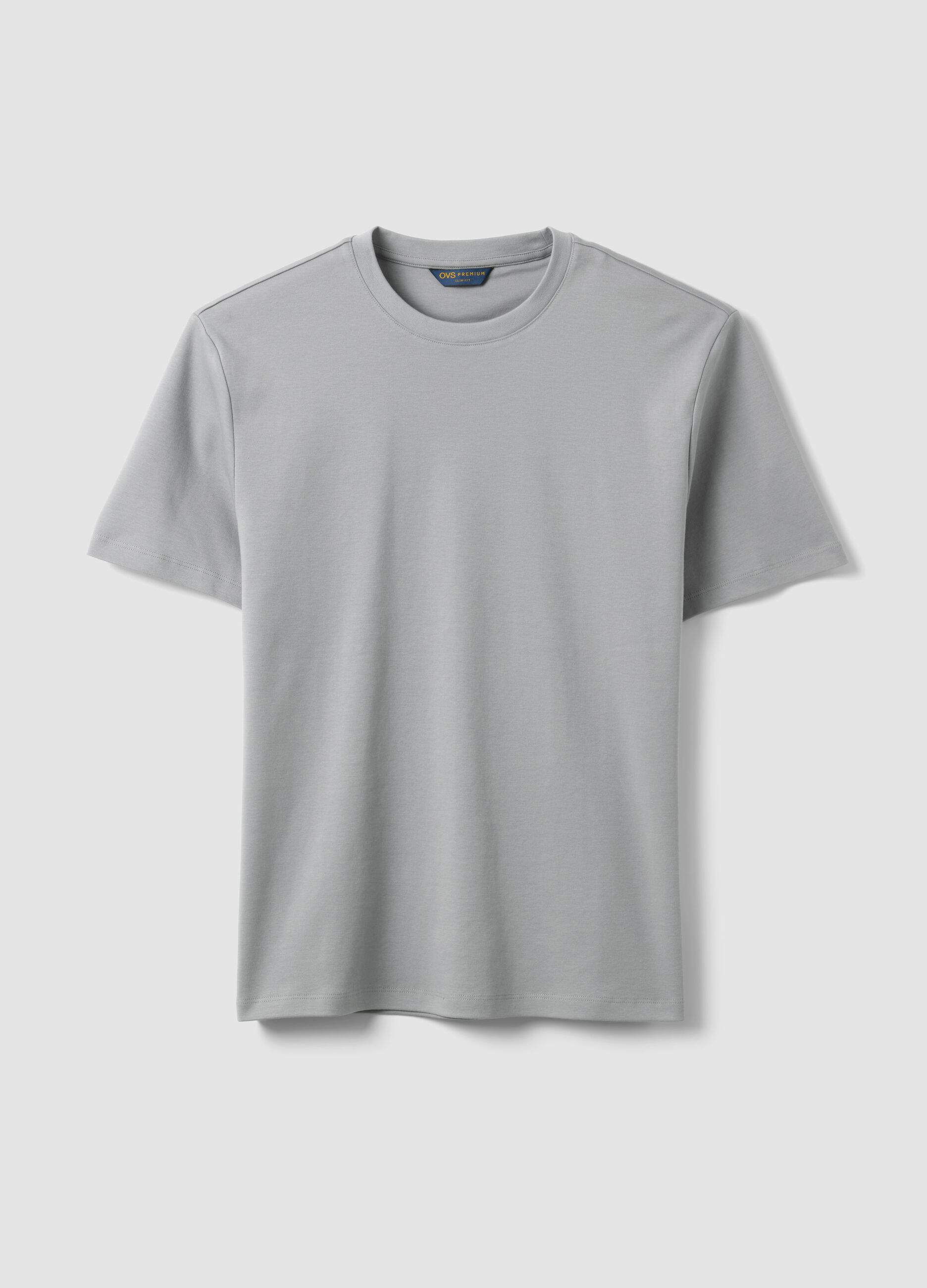 Grey slim-fit T-shirt in pure mercerised cotton