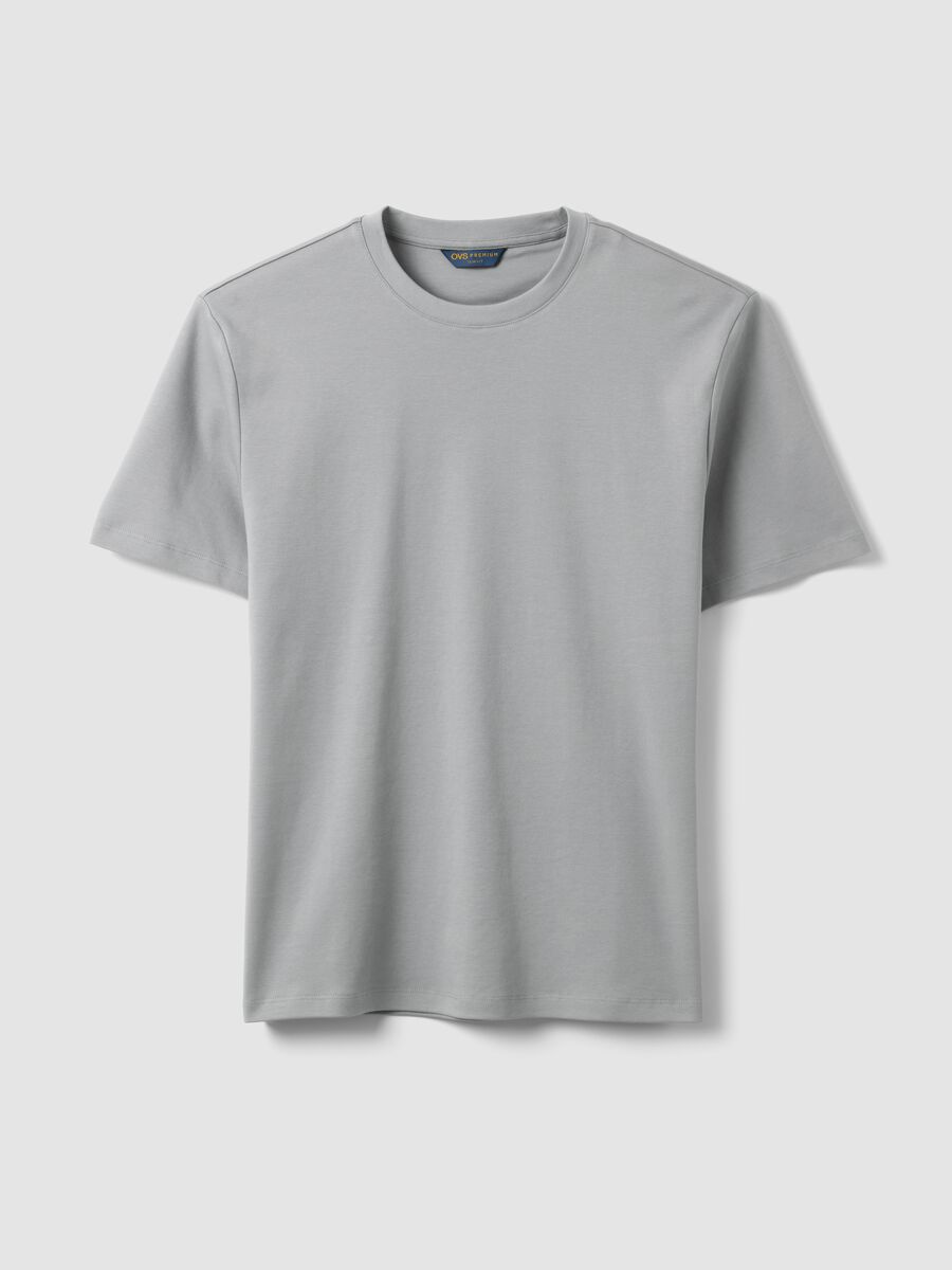Grey slim-fit T-shirt in pure mercerised cotton_4