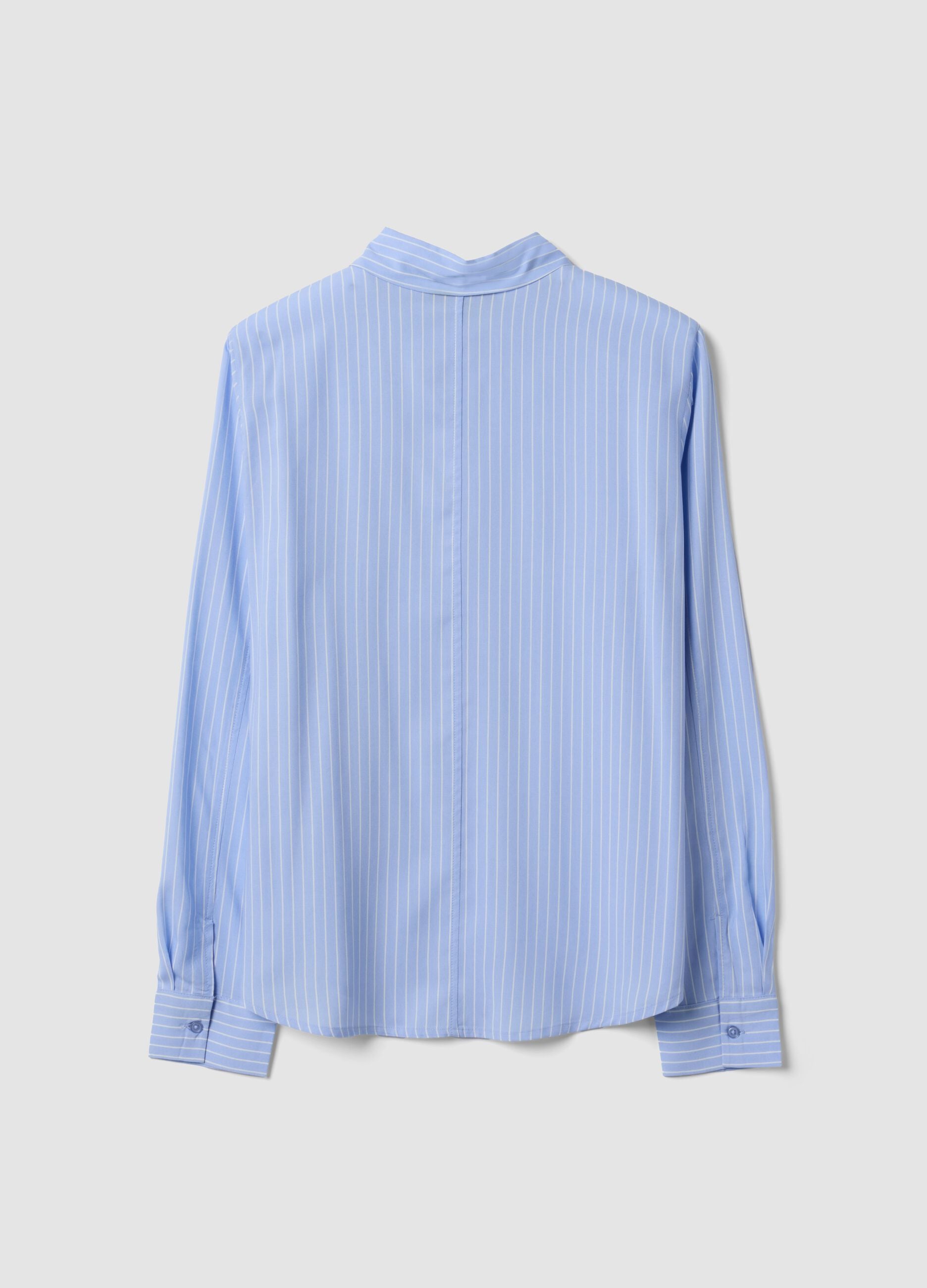Blue striped pure viscose shirt, regular fit
