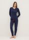 Blue pure cotton long-sleeve top in regular fit with Henley collar_1