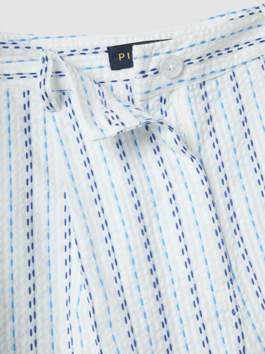 Shorts bianchi in puro cotone a righe_6