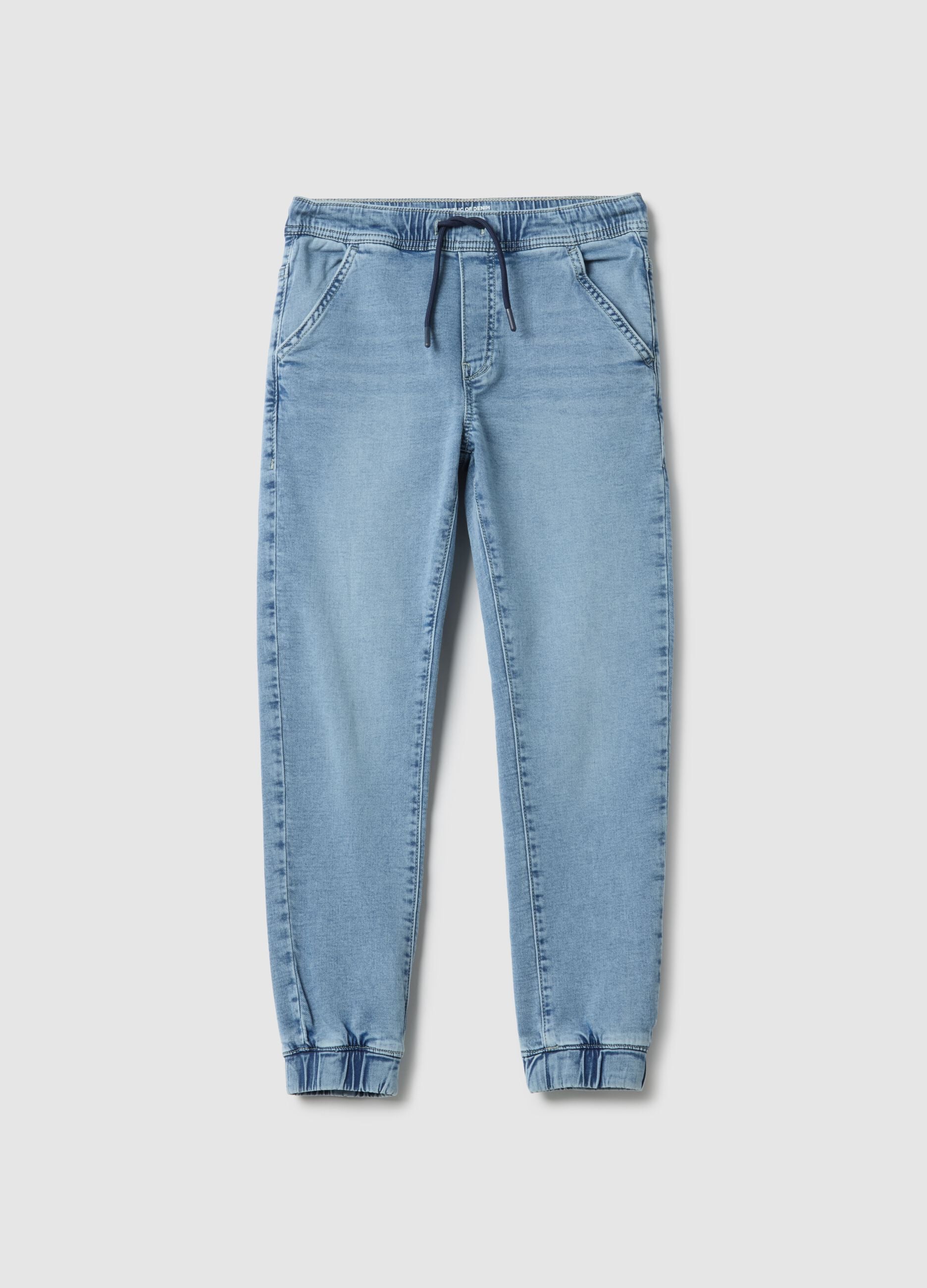 Boys' regular fit blue denim jeans with elastic waist