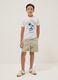 Beige cotton-blend shorts with elasticated waist_0