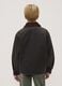 Black cotton-blend jacket with velvet collar for boys_3