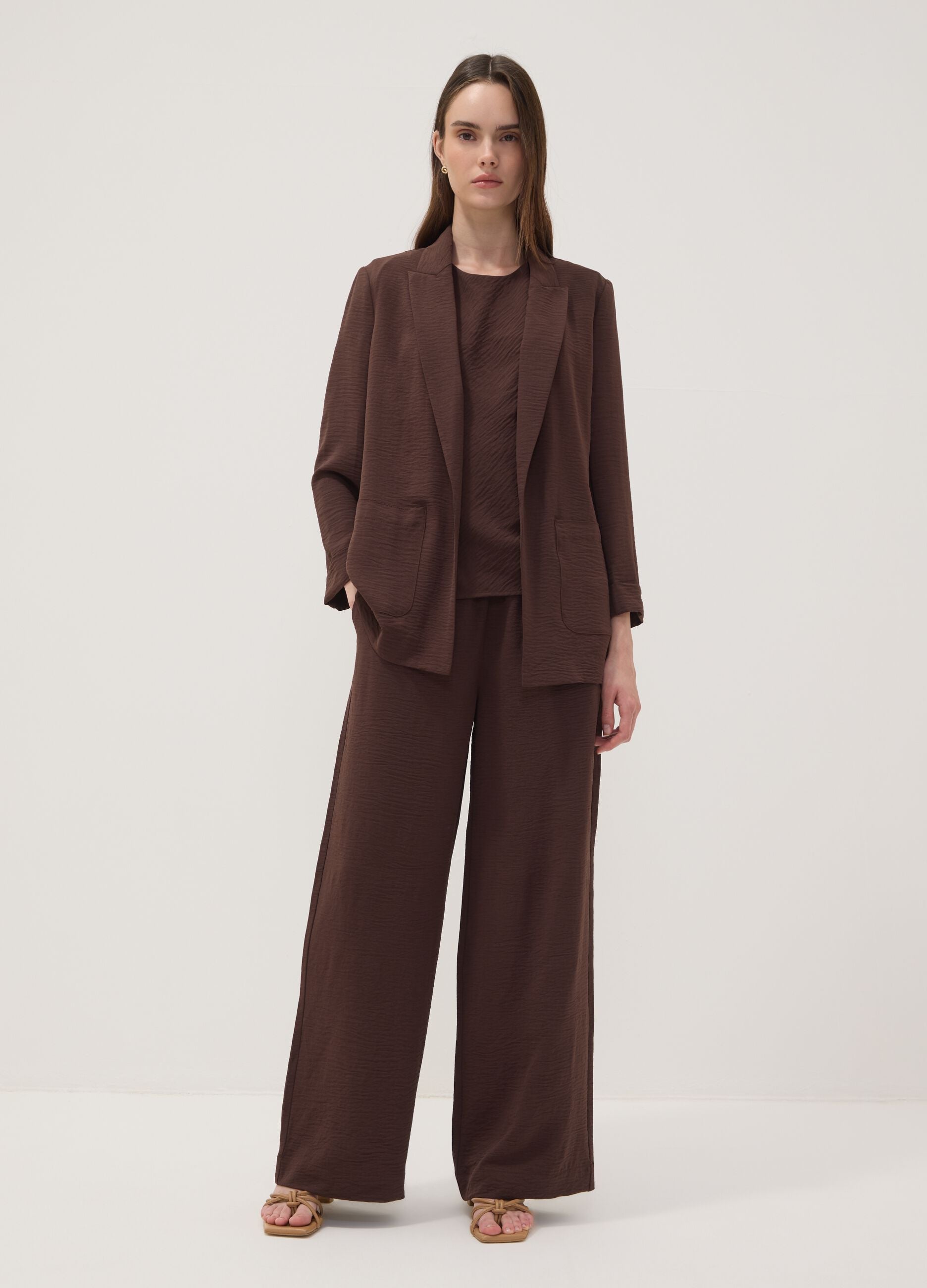 Brown regular-fit blazer with classic lapel