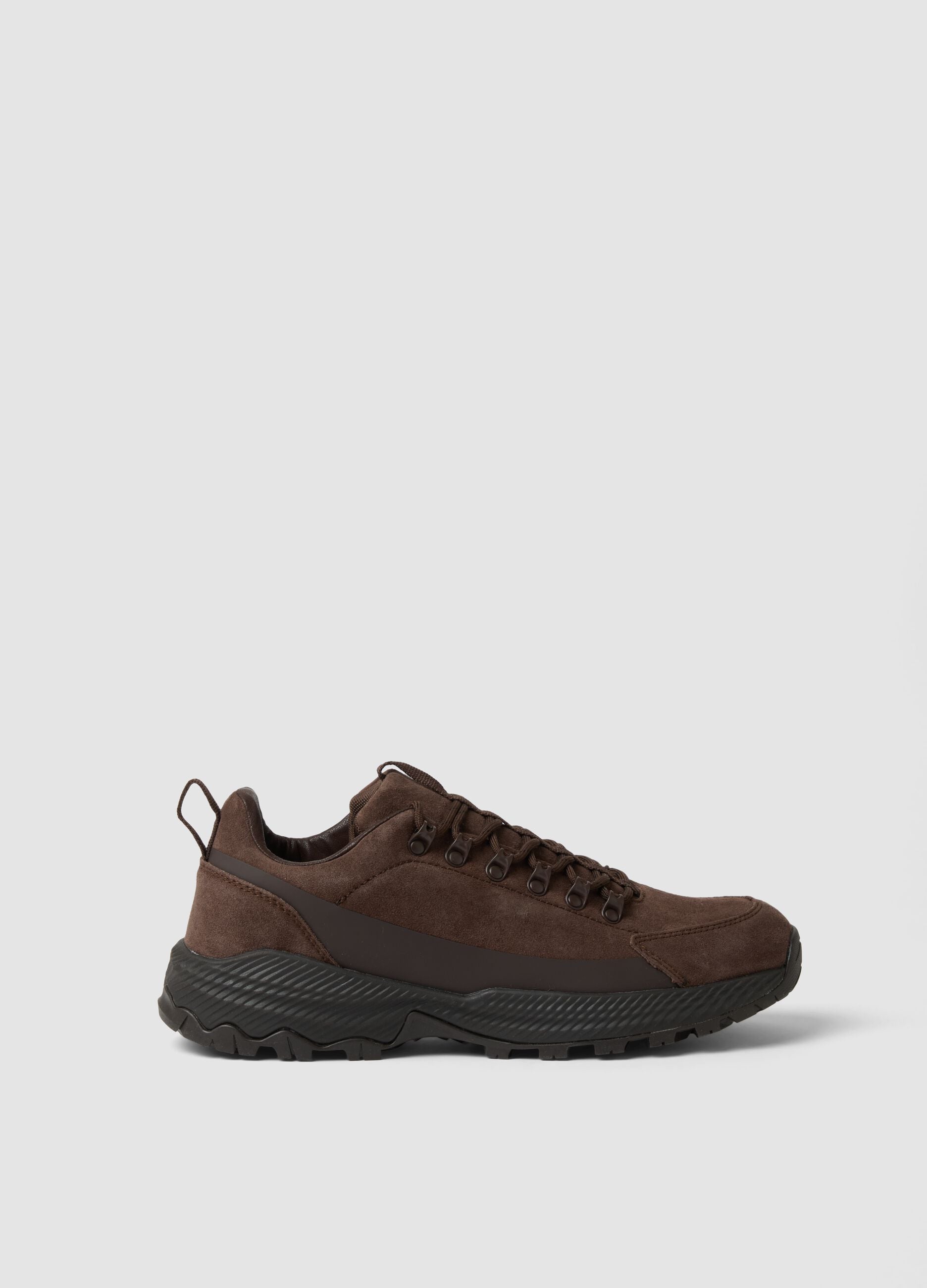 Brown genuine leather shoes with lug sole