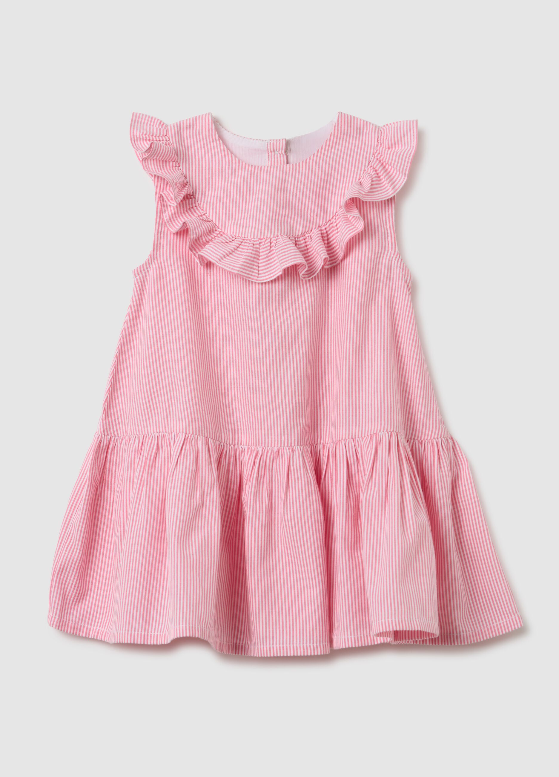 Girls&rsquo; pink regular fit dress in 100% cotton with flounce