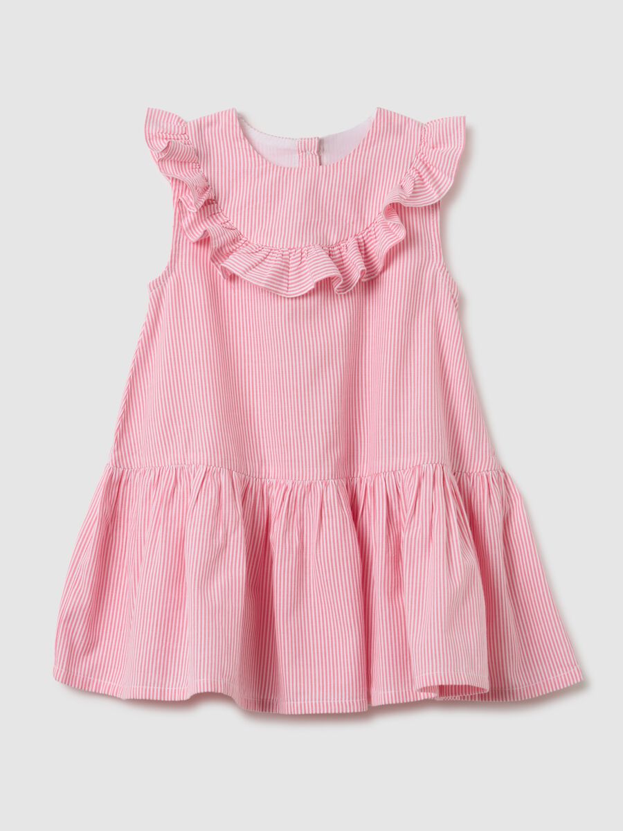 Abito da bambina in puro cotone rosa regular fit con volant_0