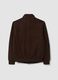 Brown genuine leather bomber jacket with zip_3