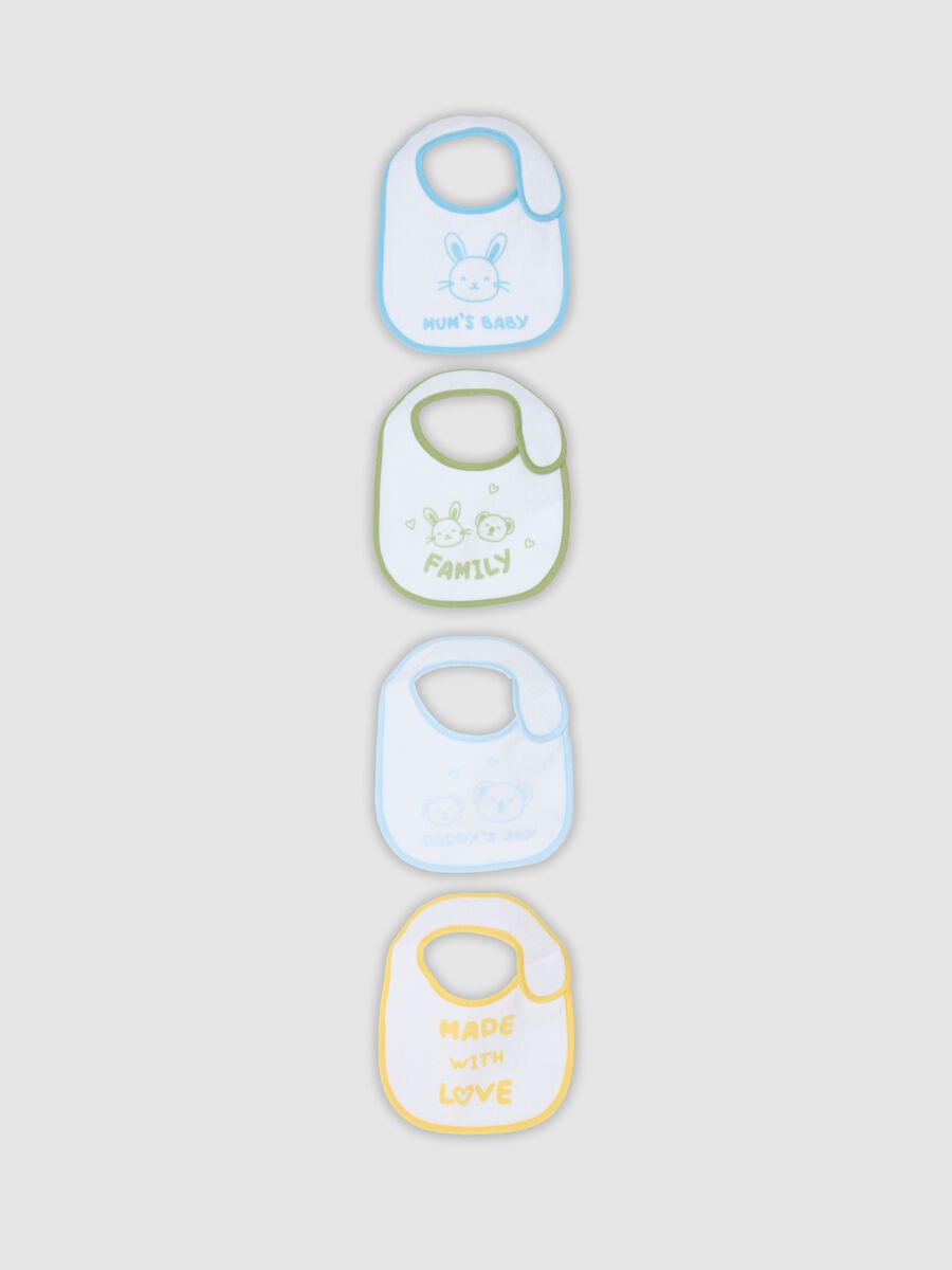 Pack of four multicoloured organic cotton-blend bibs for baby_0