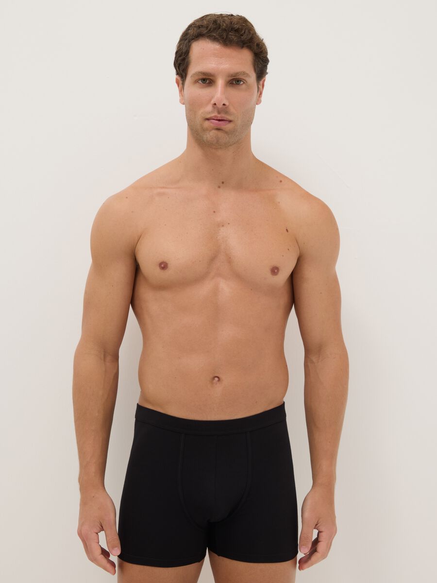Bipack boxer midi neri in cotone Supima elasticizzato regular fit_0