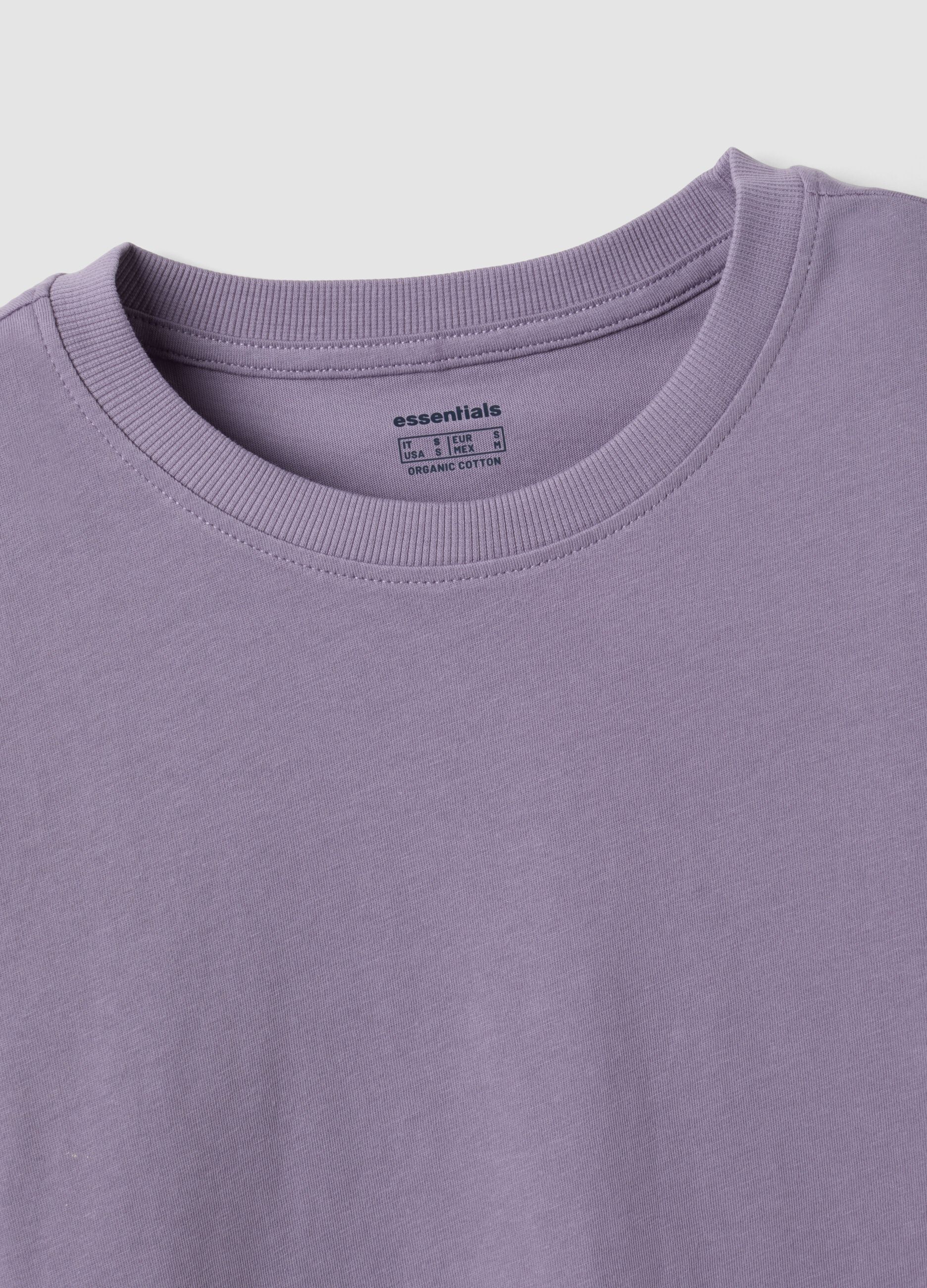 Purple crew-neck T-shirt in pure organic cotton, regular fit