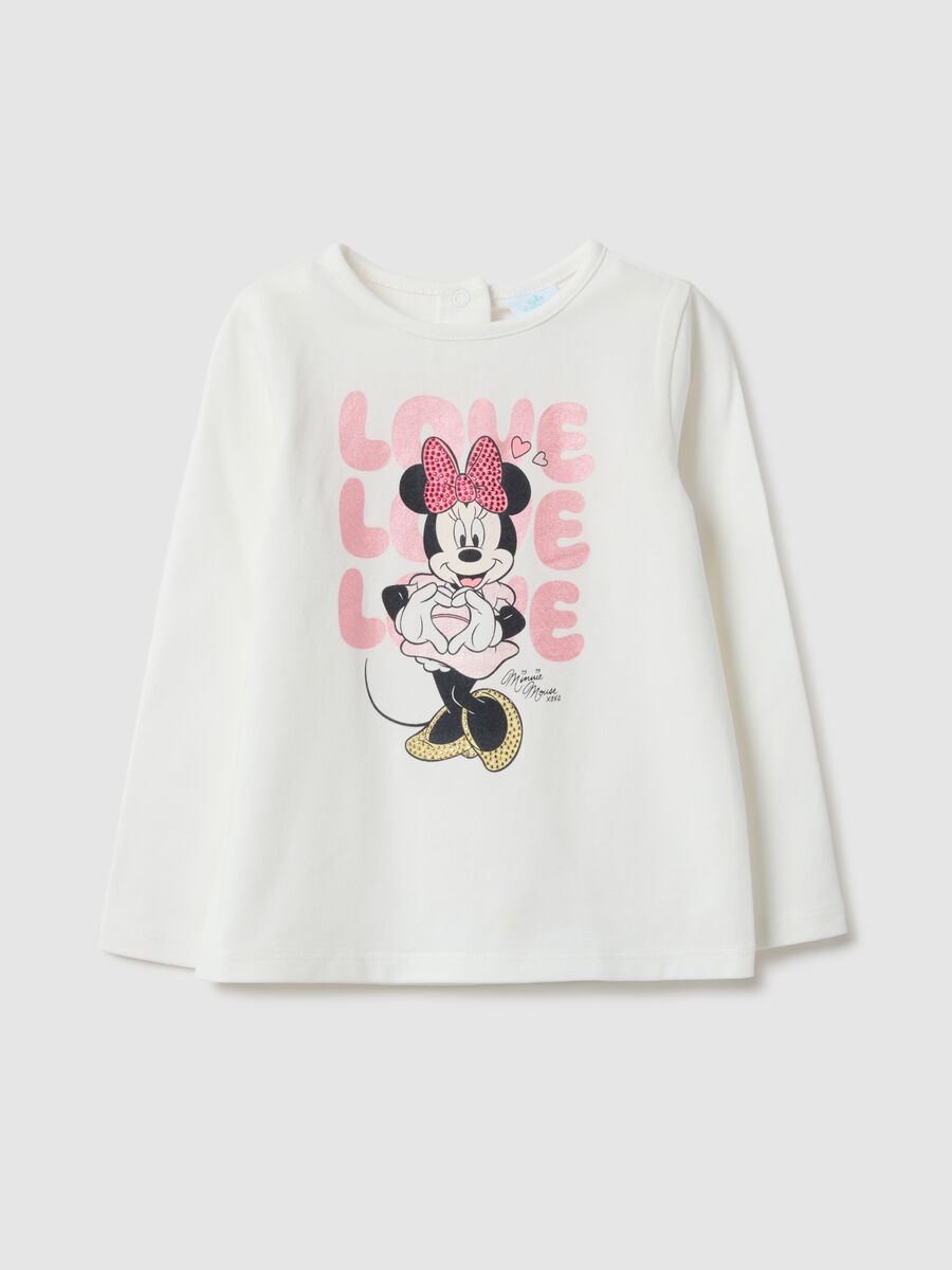 Girls' long-sleeve white T-shirt in cotton blend regular fit_0