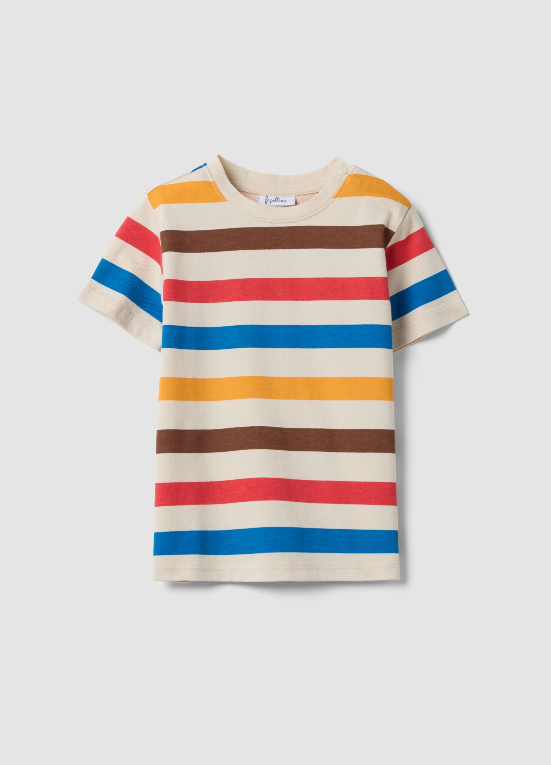 Beige striped organic cotton T-shirt