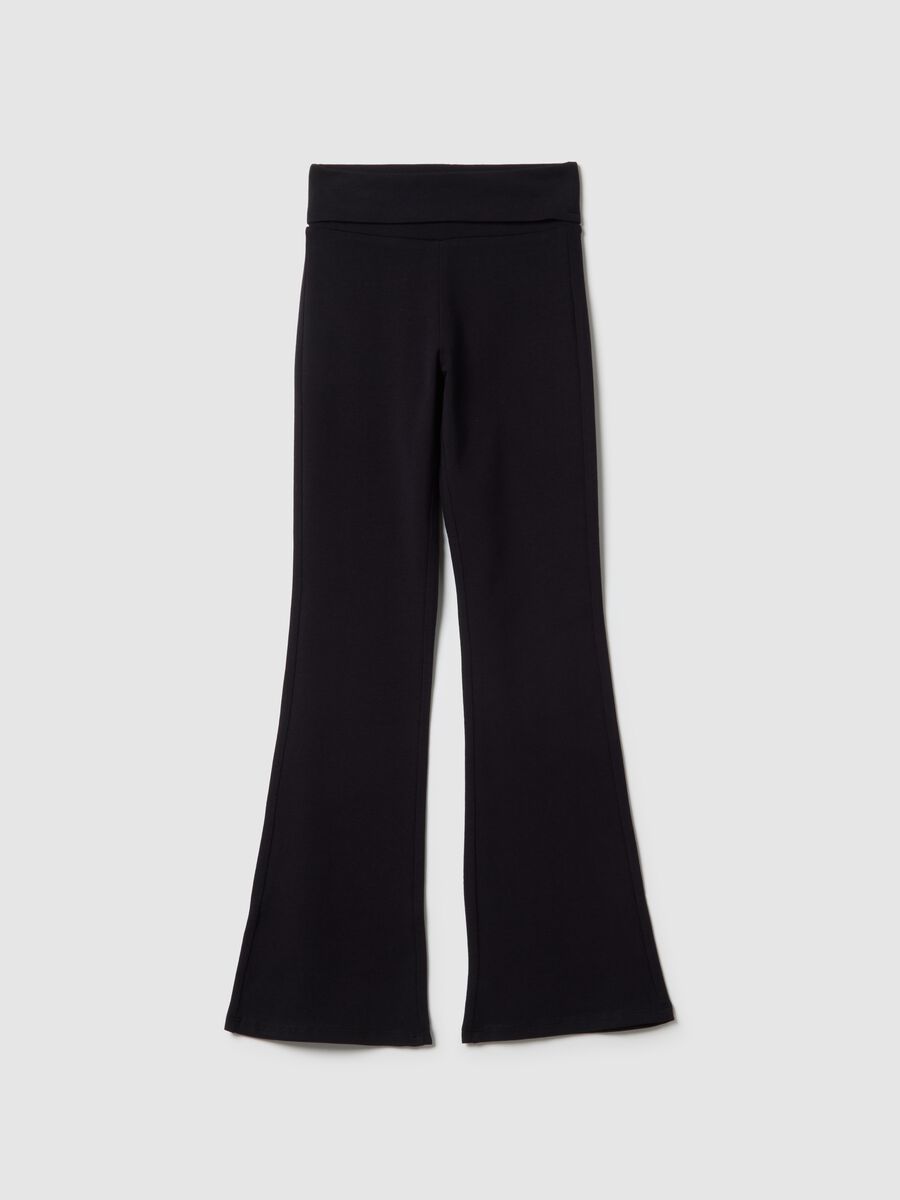 Leggings in cotone elasticizzato neri da ragazza flare fit_3