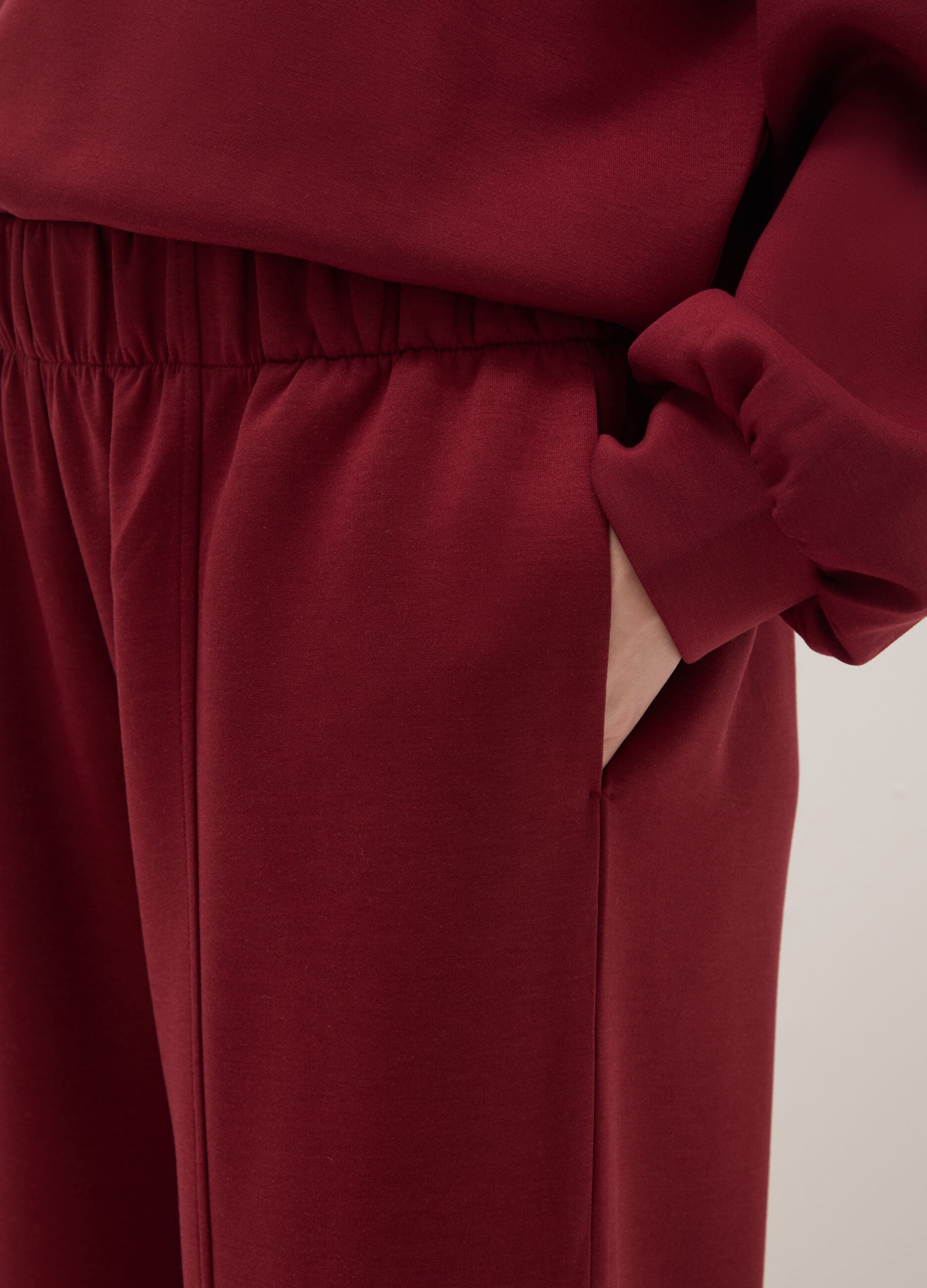 Red relaxed-fit stretch viscose trousers