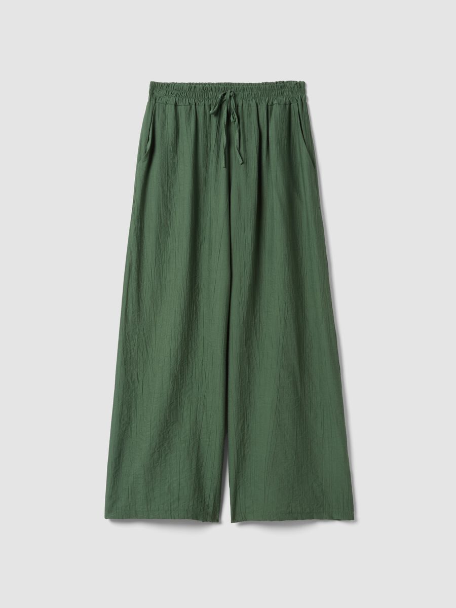 Green viscose-blend palazzo trousers_4
