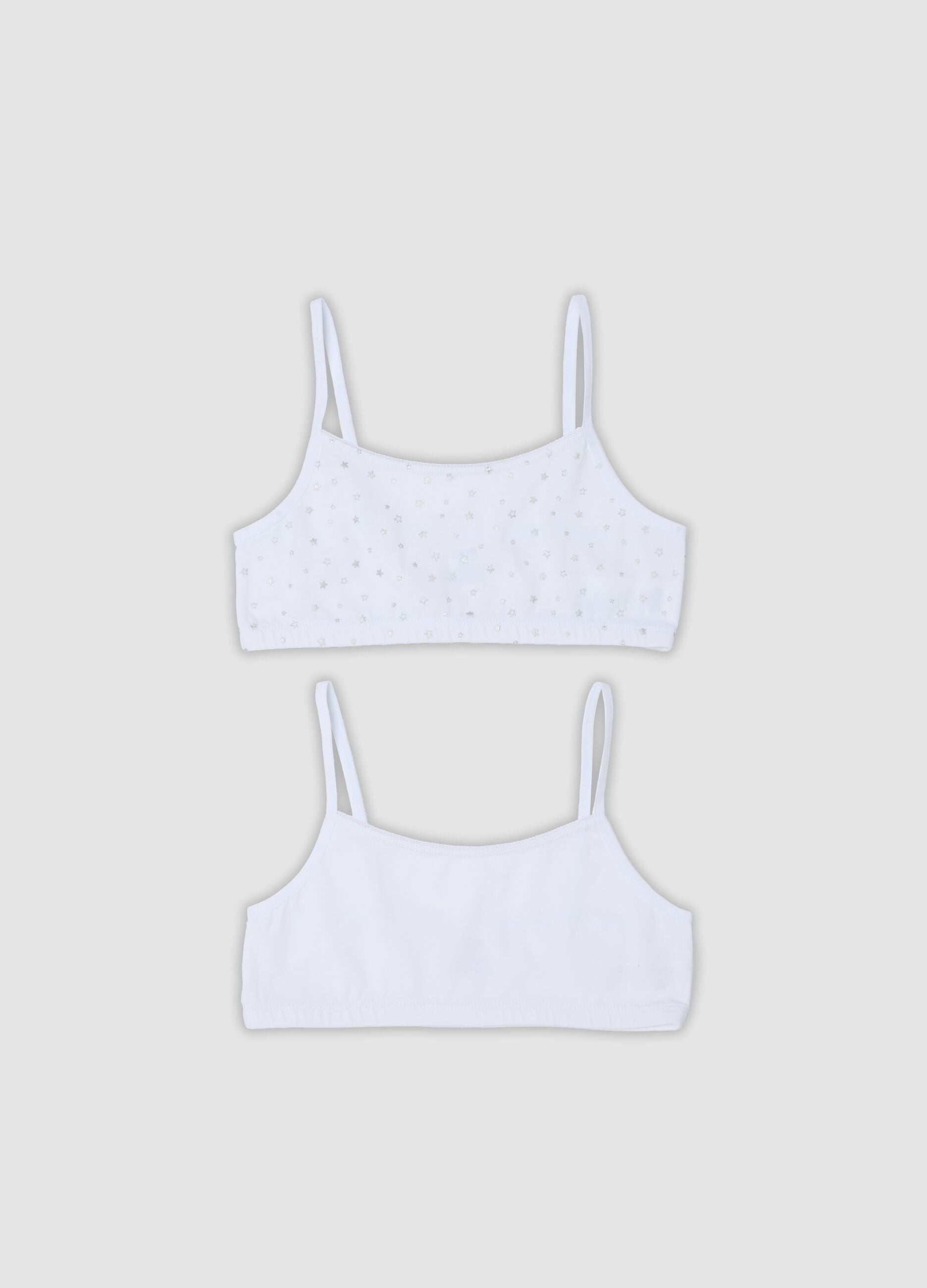 2-pack of white organic stretch cotton bralettes for girls