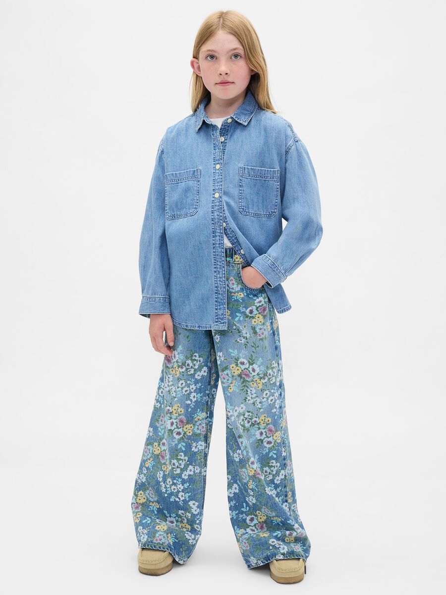 Multicolour Flared Denim Trousers_0