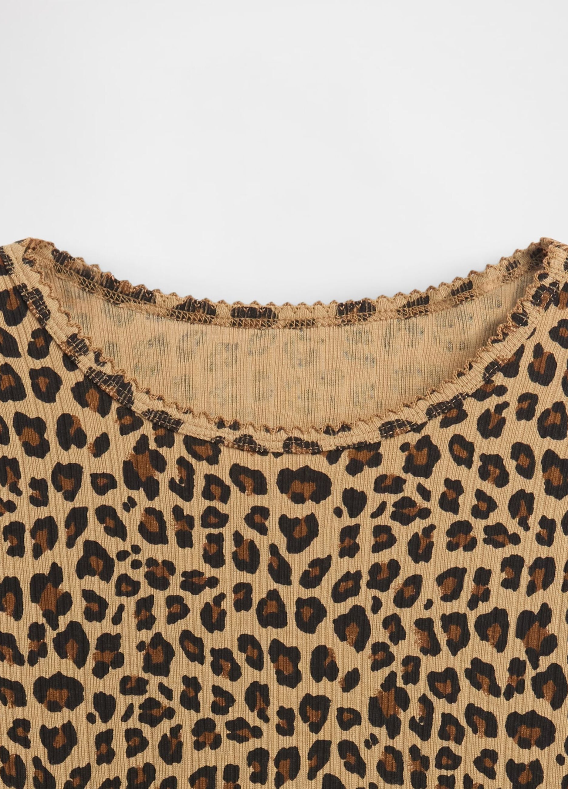 Brown Leopard Cotton Long Sleeve Top