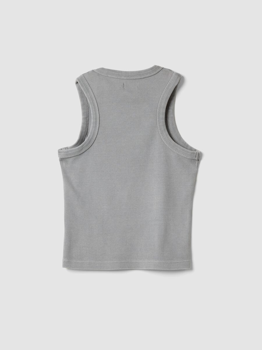 Tank top grigio in cotone elasticizzato fitted_4