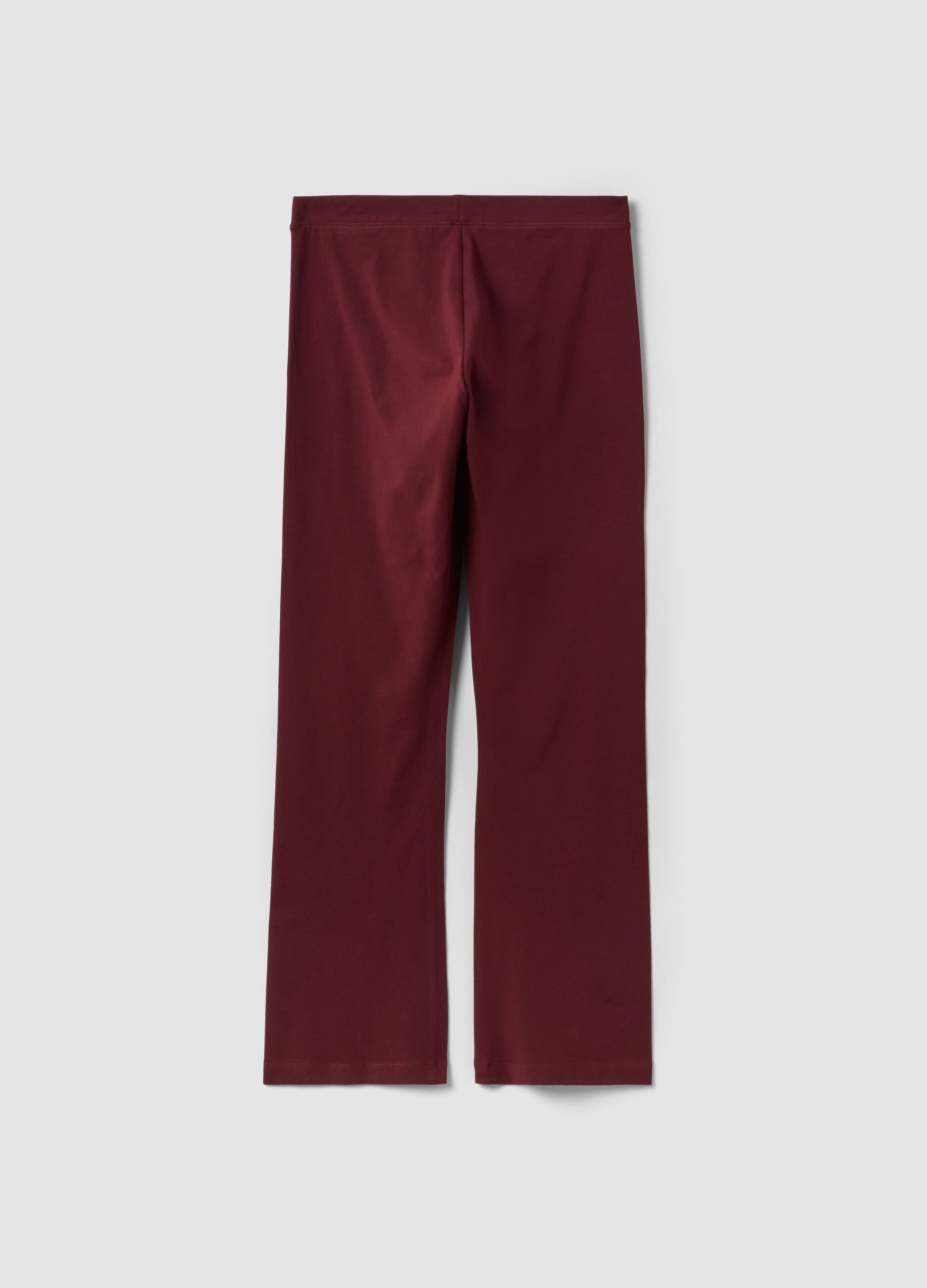 Red flared leggings in stretch cotton
