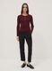 Red fitted ribbed viscose-blend top with buttons_1