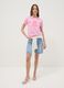 Pink pure cotton T-shirt regular fit with flower_1