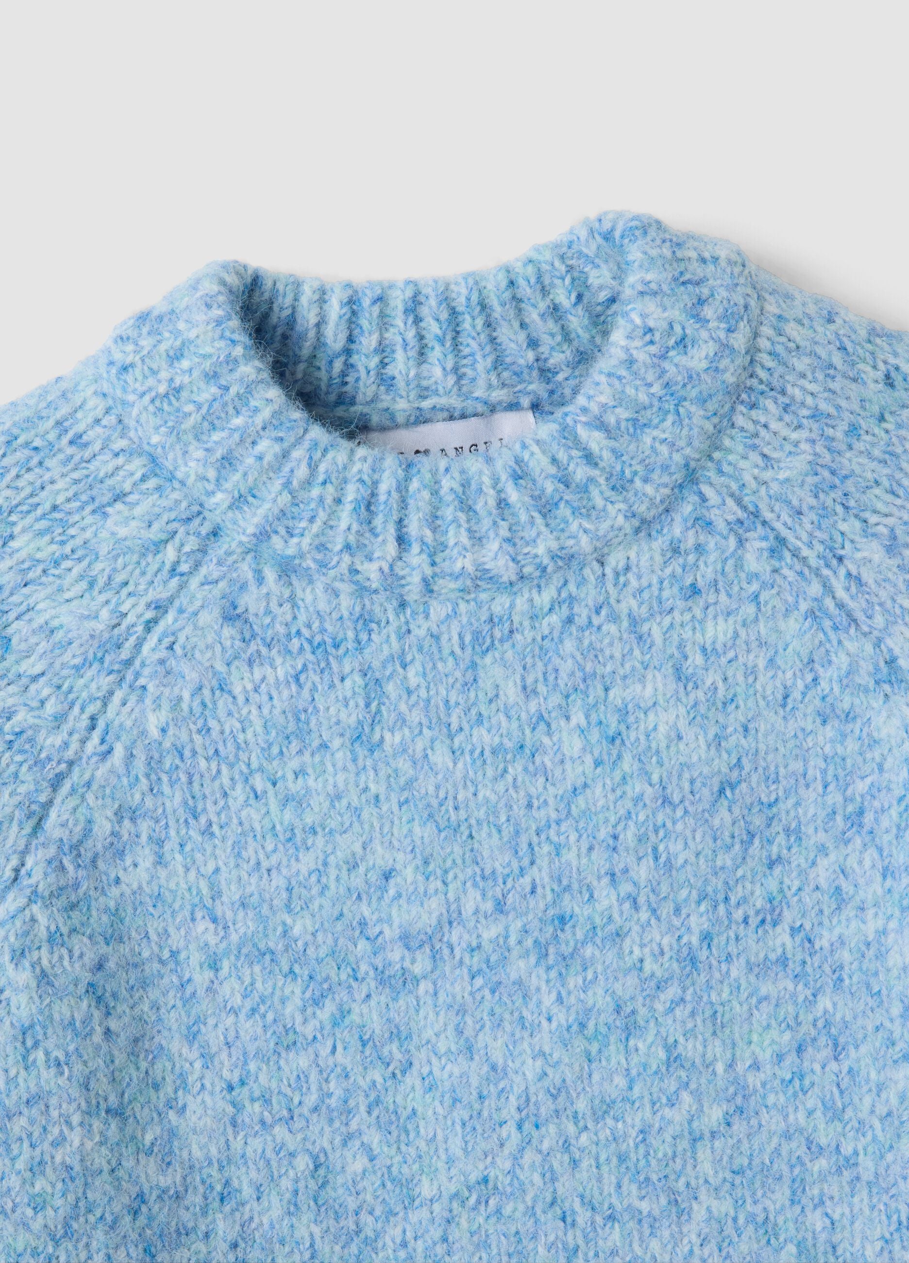 Blue stretch wool crew-neck jumper