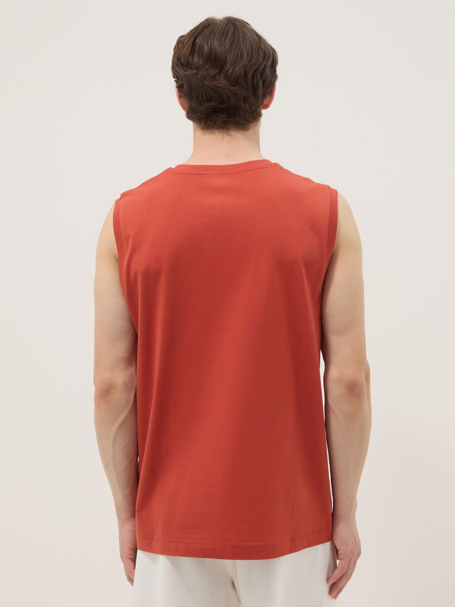 Red crew-neck pure cotton relaxed-fit vest top_4